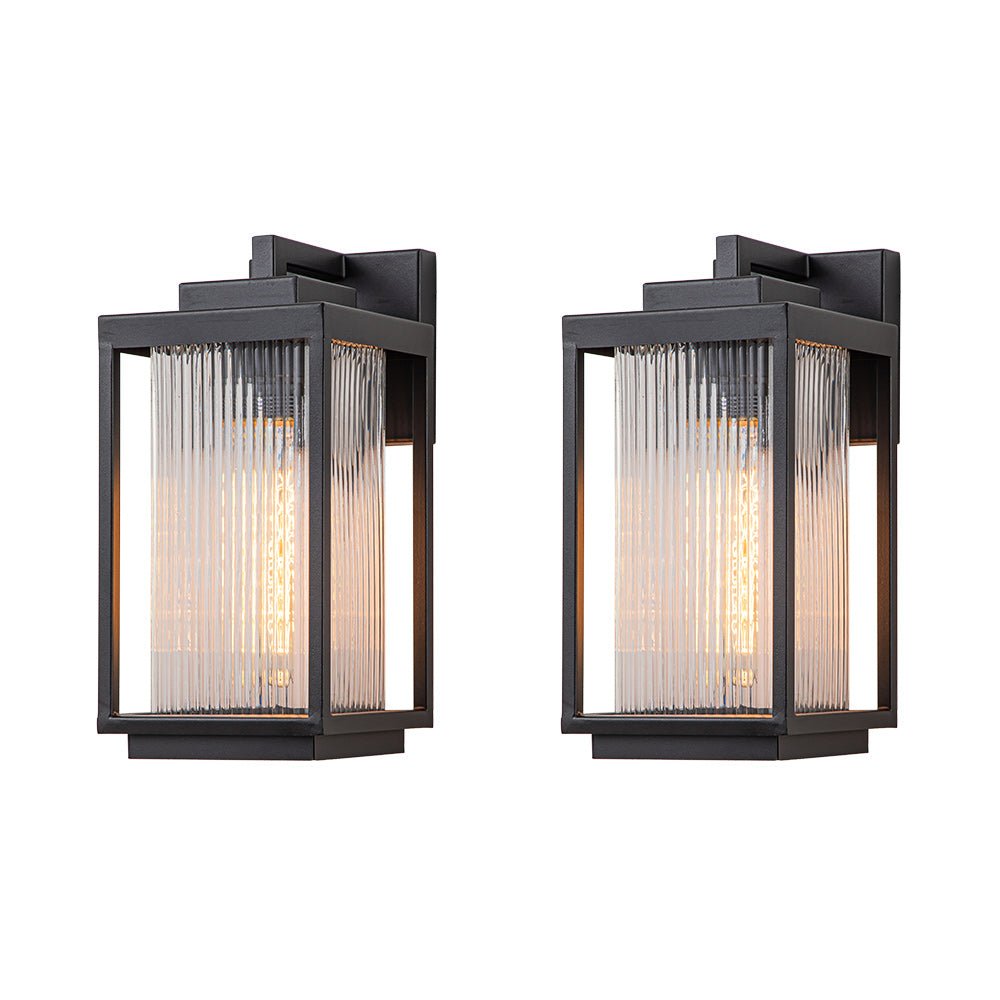 Outdoor Lantern Striped Glass Wall Sconce - LightfixturesUAE