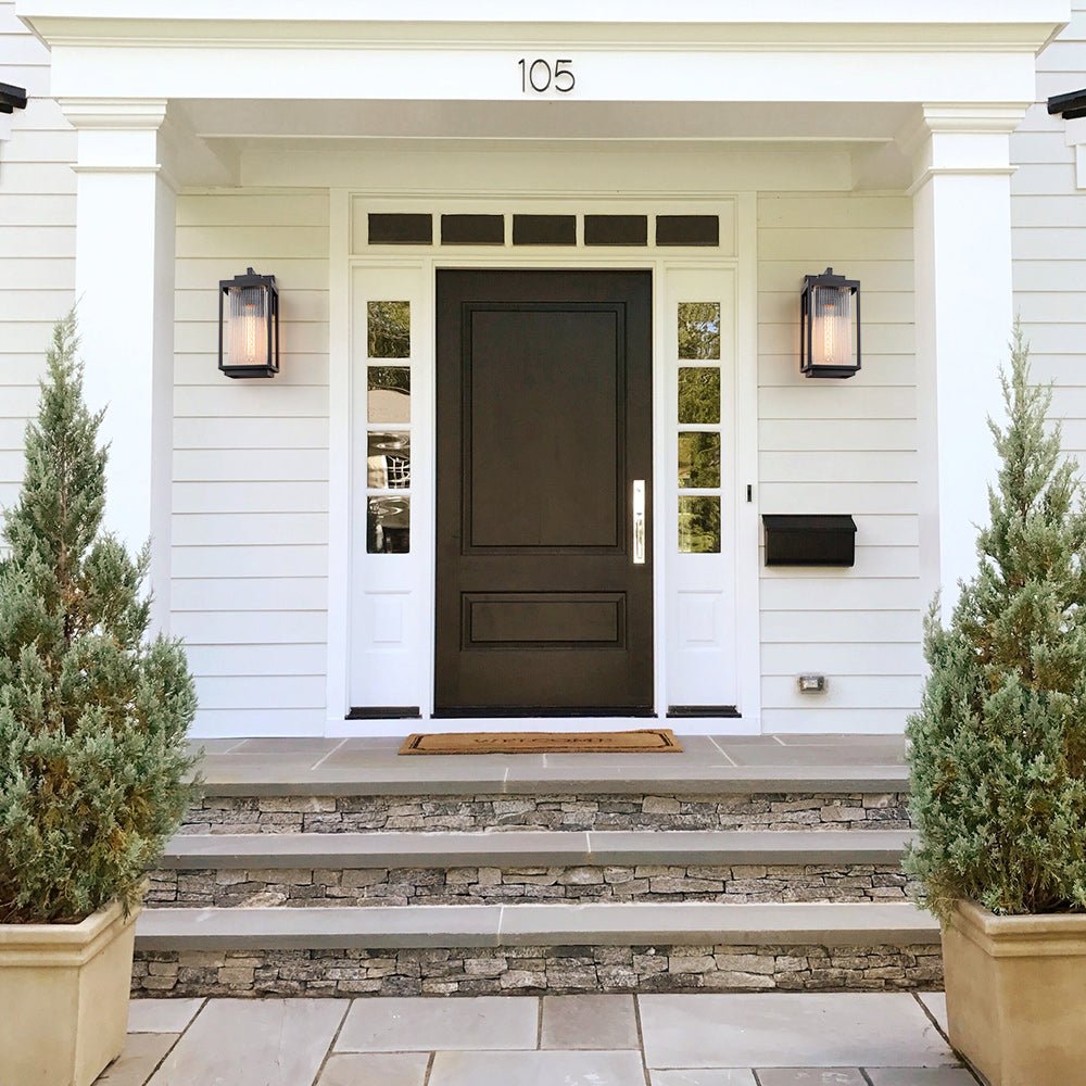 Outdoor Lantern Striped Glass Wall Sconce - LightfixturesUAE