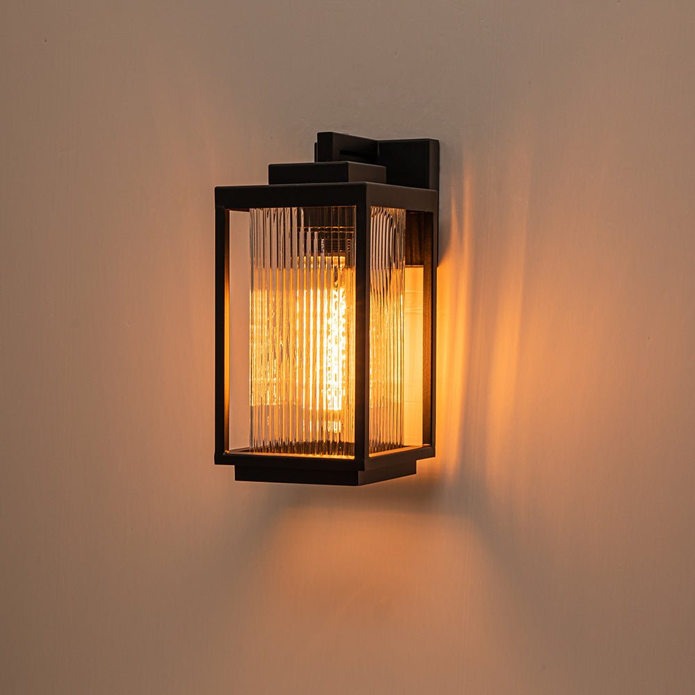 Outdoor Lantern Striped Glass Wall Sconce - LightfixturesUAE