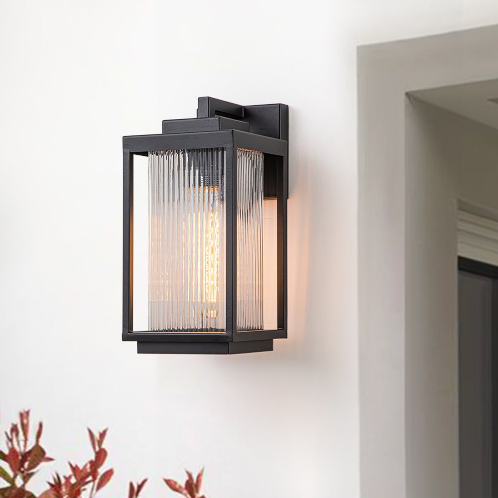 Outdoor Lantern Striped Glass Wall Sconce - LightfixturesUAE