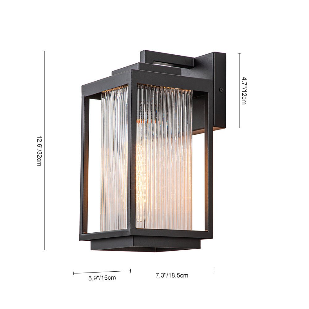 Outdoor Lantern Striped Glass Wall Sconce - LightfixturesUAE