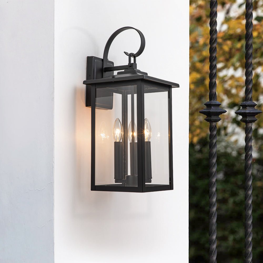 Outdoor Modern Lantern Clear Glass Wall Sconce - LightfixturesUAE