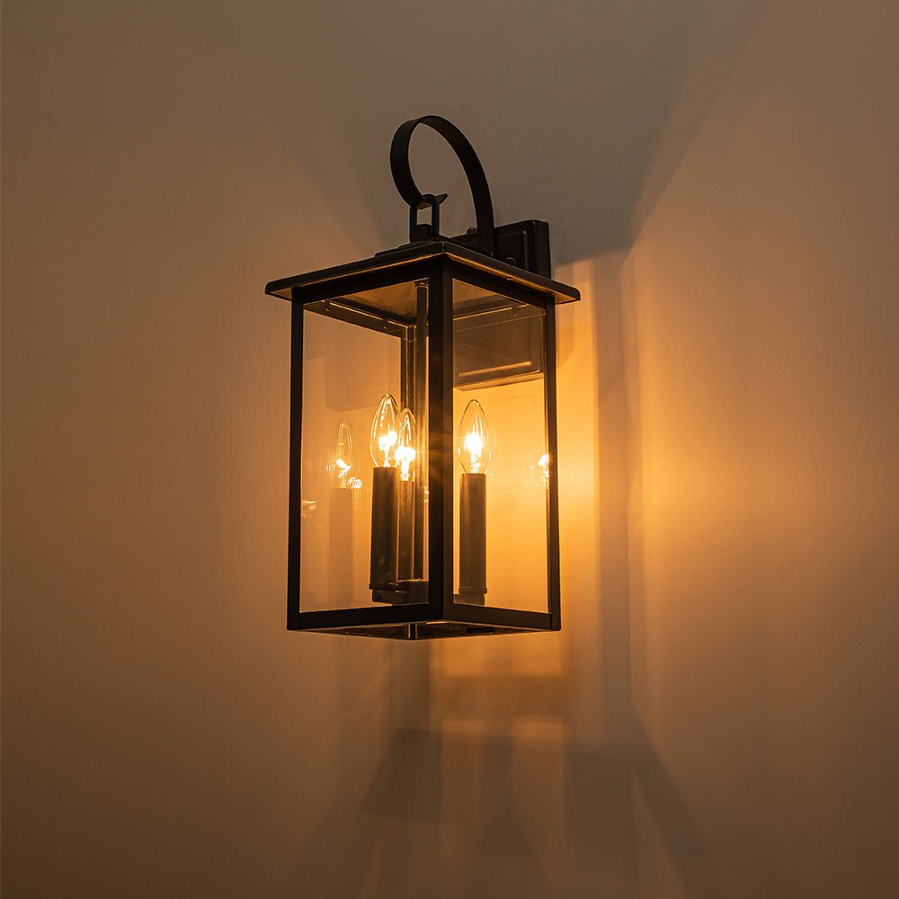 Outdoor Modern Lantern Clear Glass Wall Sconce - LightfixturesUAE