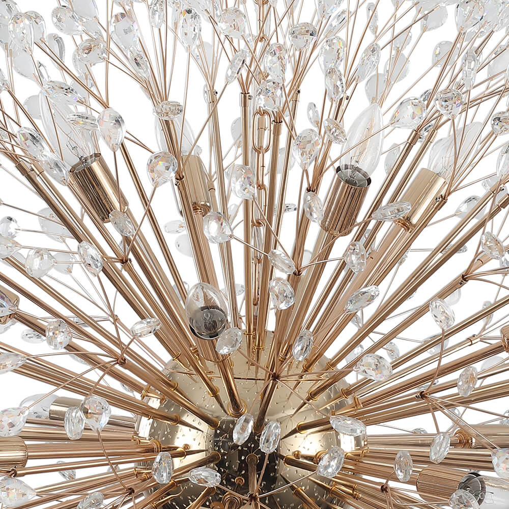 Oversized 20 - Light Blossom Firework Crystal Globe Dandelion Chandelier - LightfixturesUAE