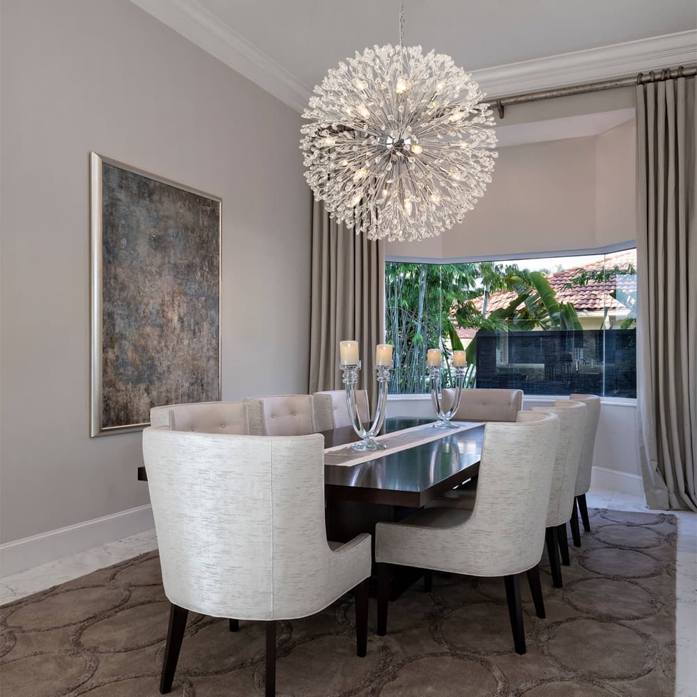Oversized 20 - Light Blossom Firework Crystal Globe Dandelion Chandelier - LightfixturesUAE