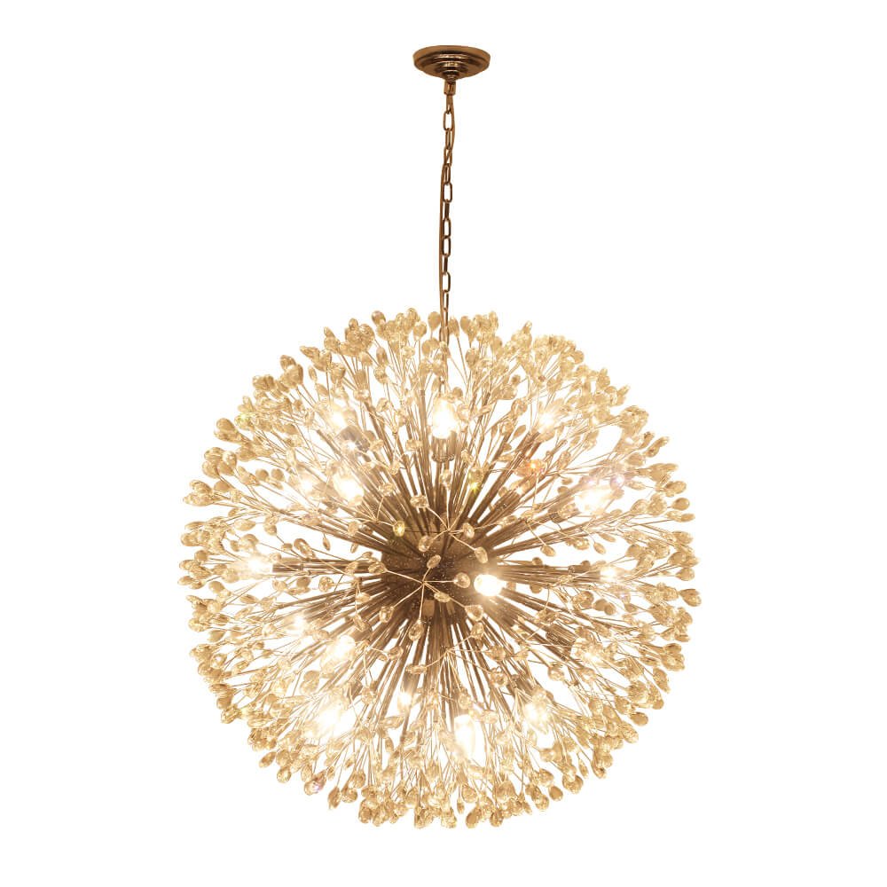 Oversized 20 - Light Blossom Firework Crystal Globe Dandelion Chandelier - LightfixturesUAE