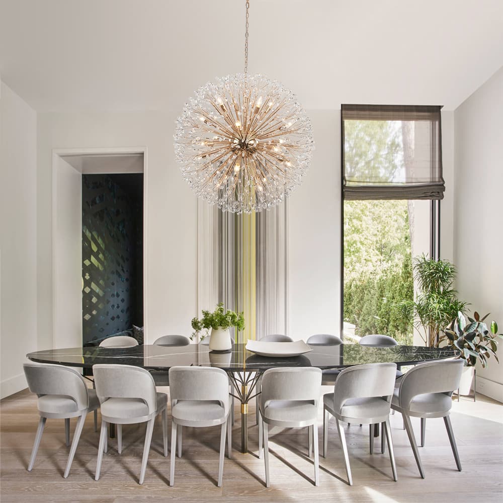 Oversized 20 - Light Blossom Firework Crystal Globe Dandelion Chandelier - LightfixturesUAE