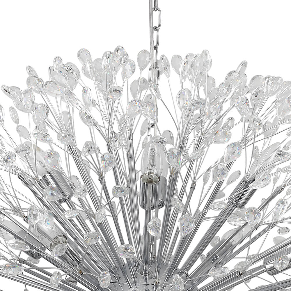 Oversized 20 - Light Blossom Firework Crystal Globe Dandelion Chandelier - LightfixturesUAE