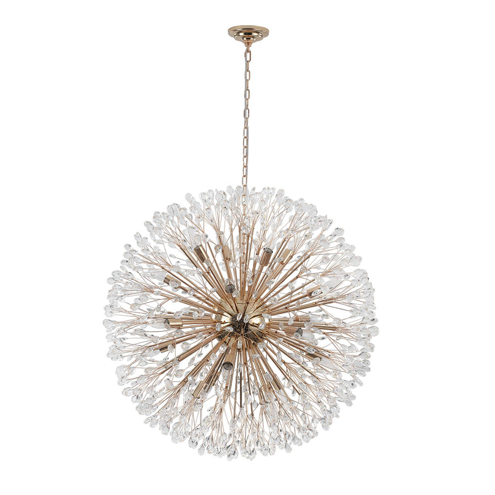 Oversized 20 - Light Blossom Firework Crystal Globe Dandelion Chandelier - LightfixturesUAE