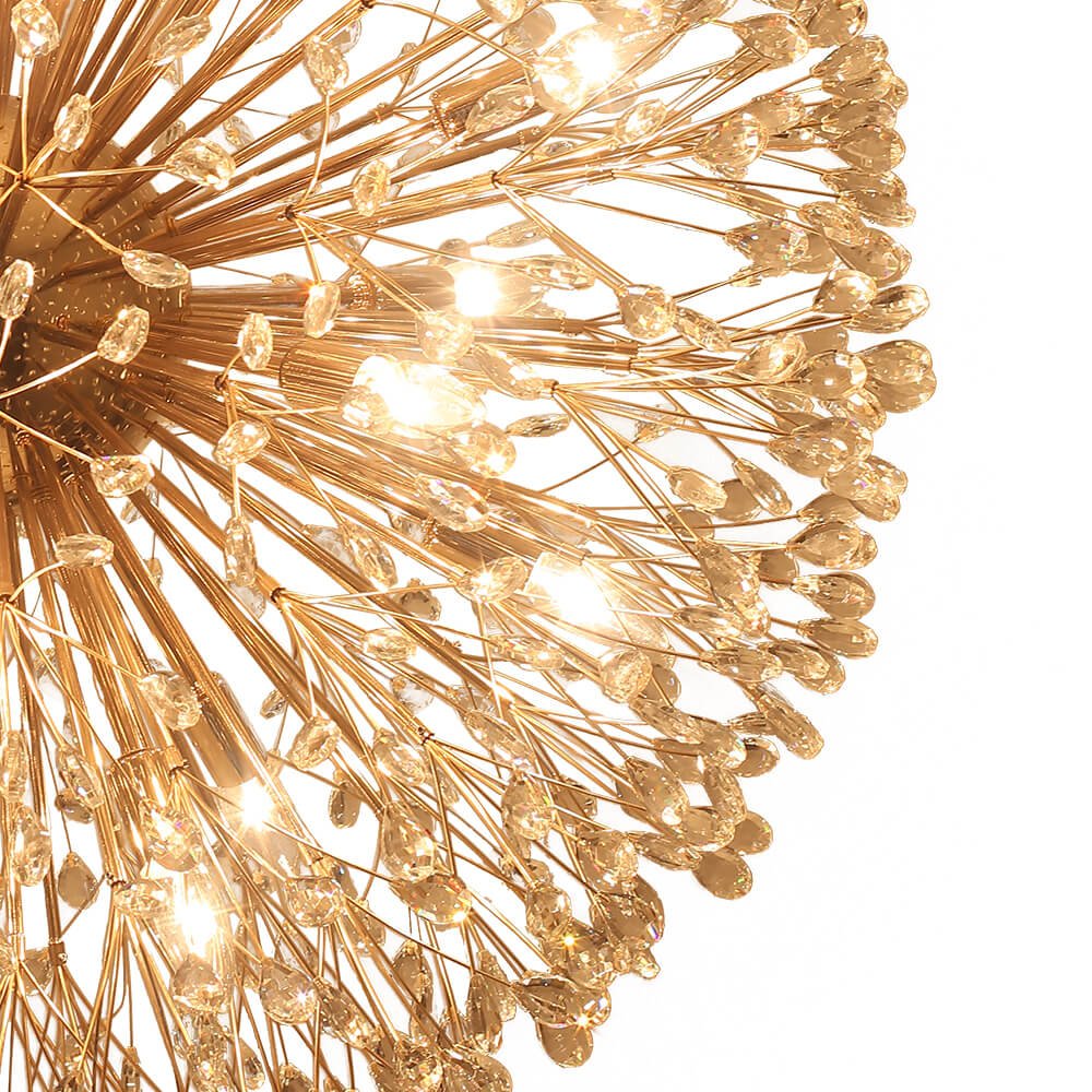 Oversized 20 - Light Blossom Firework Crystal Globe Dandelion Chandelier - LightfixturesUAE