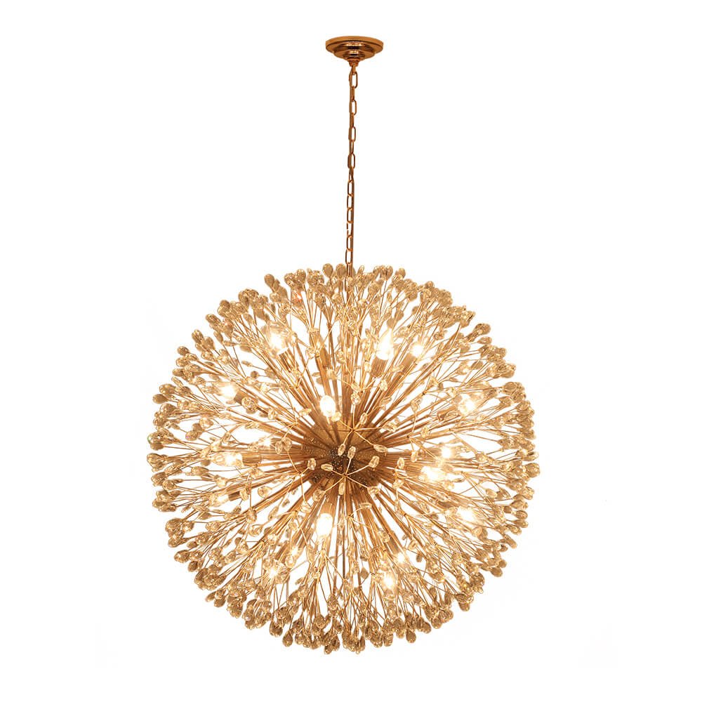 Oversized 20 - Light Blossom Firework Crystal Globe Dandelion Chandelier - LightfixturesUAE