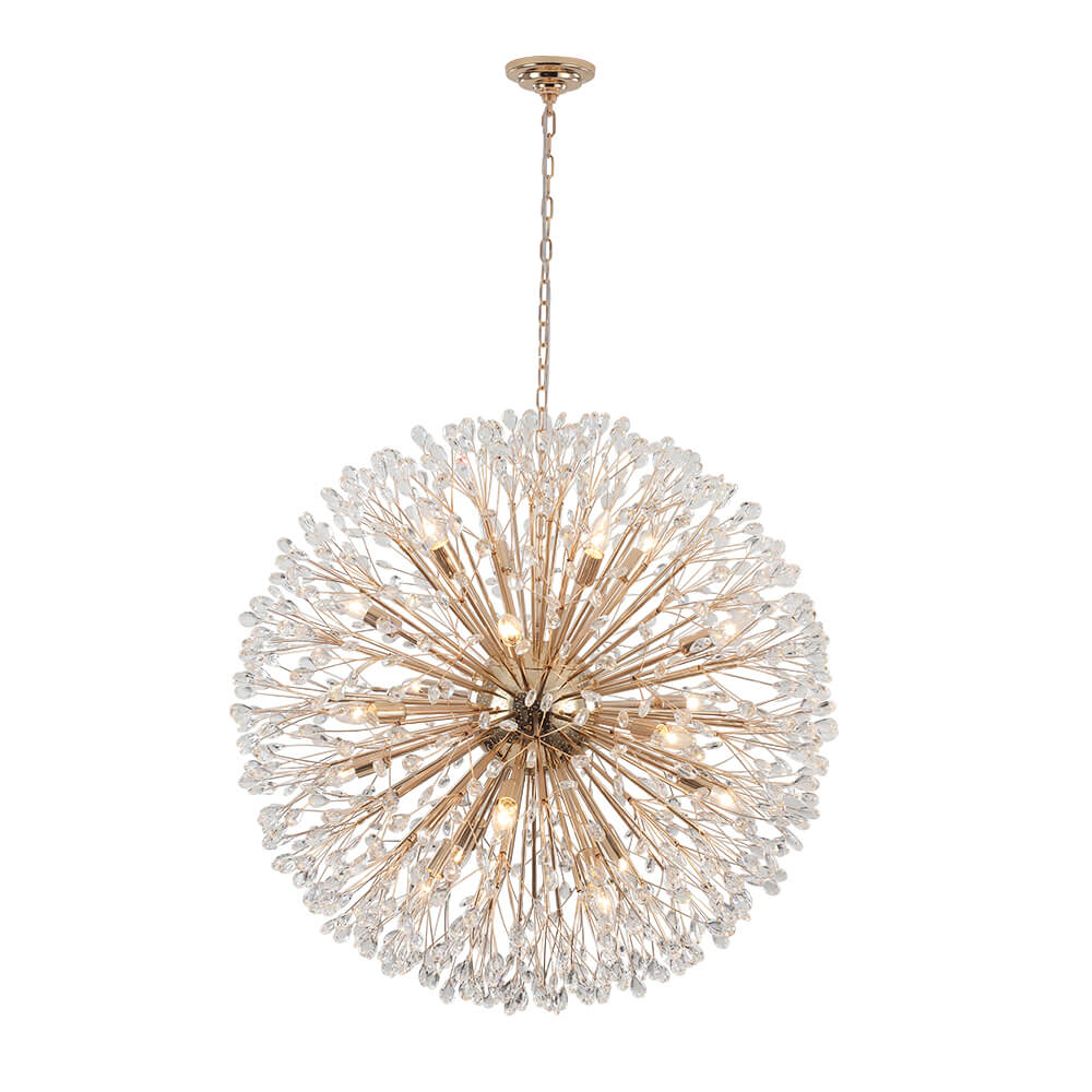 Oversized 20 - Light Blossom Firework Crystal Globe Dandelion Chandelier - LightfixturesUAE