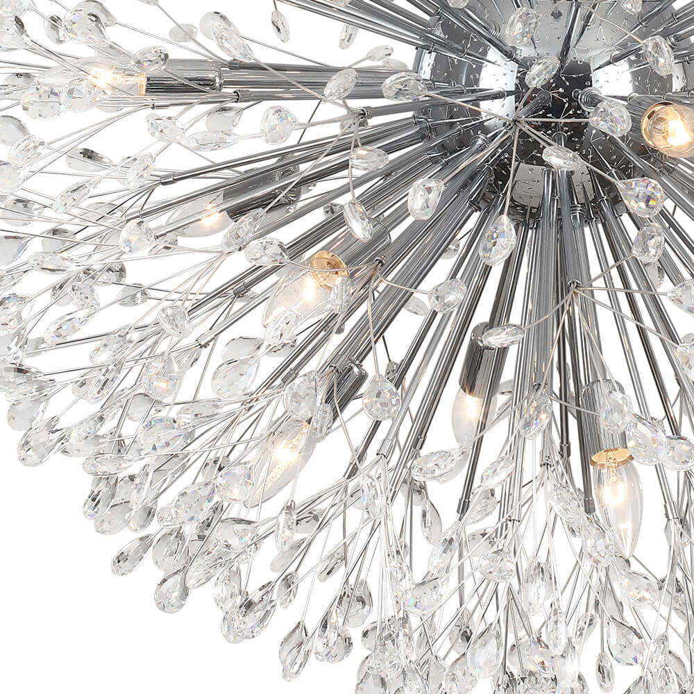 Oversized 20 - Light Blossom Firework Crystal Globe Dandelion Chandelier - LightfixturesUAE