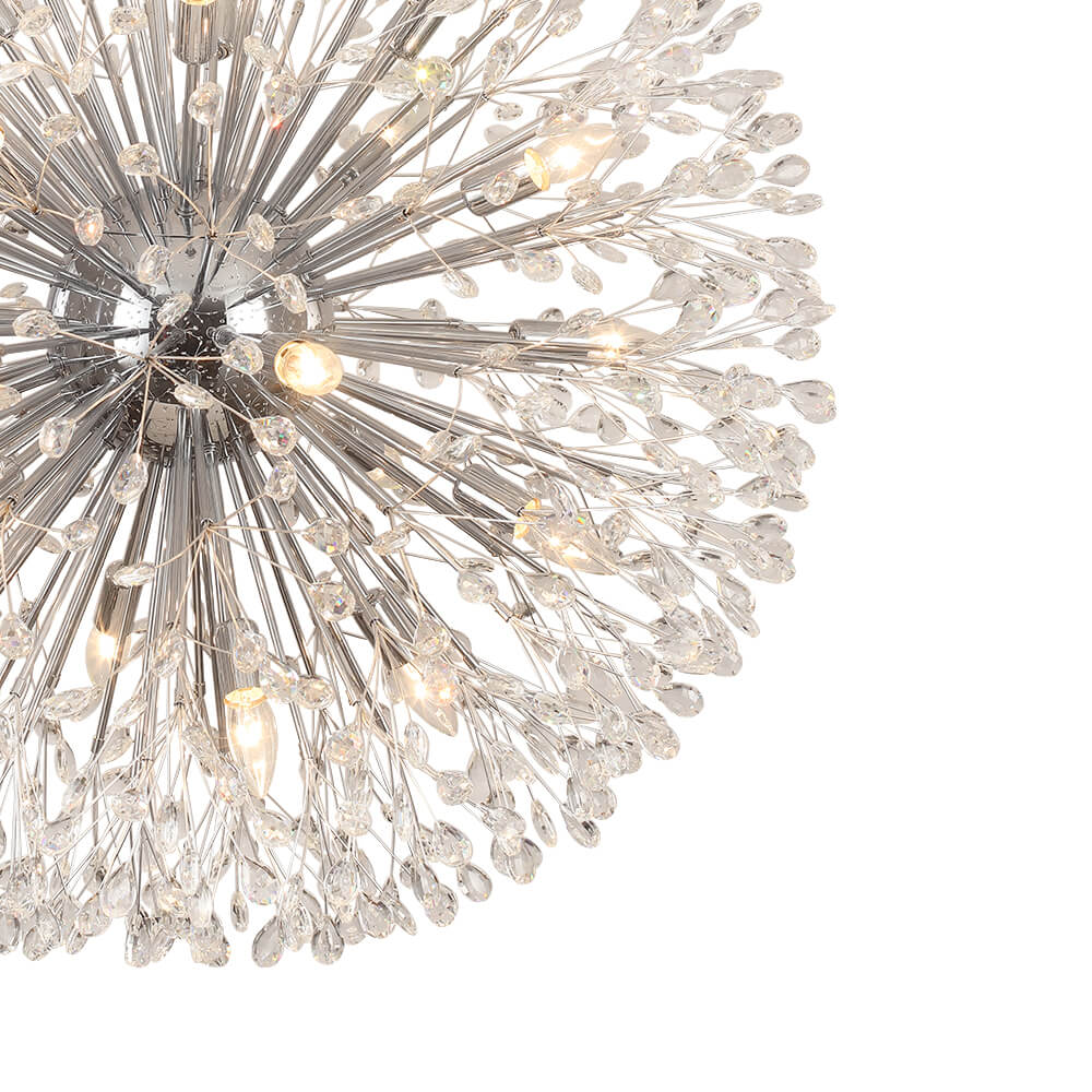 Oversized 20 - Light Blossom Firework Crystal Globe Dandelion Chandelier - LightfixturesUAE