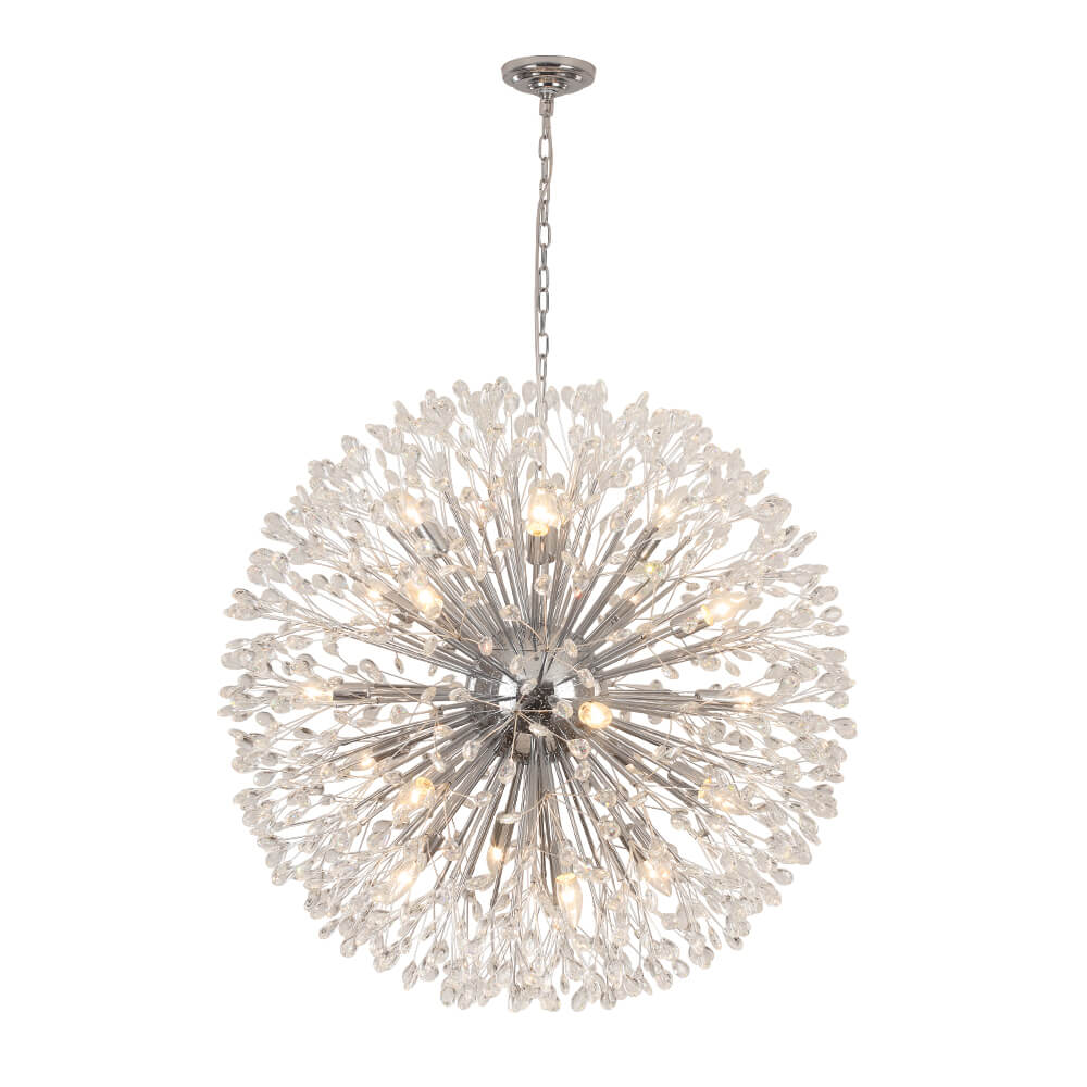 Oversized 20 - Light Blossom Firework Crystal Globe Dandelion Chandelier - LightfixturesUAE