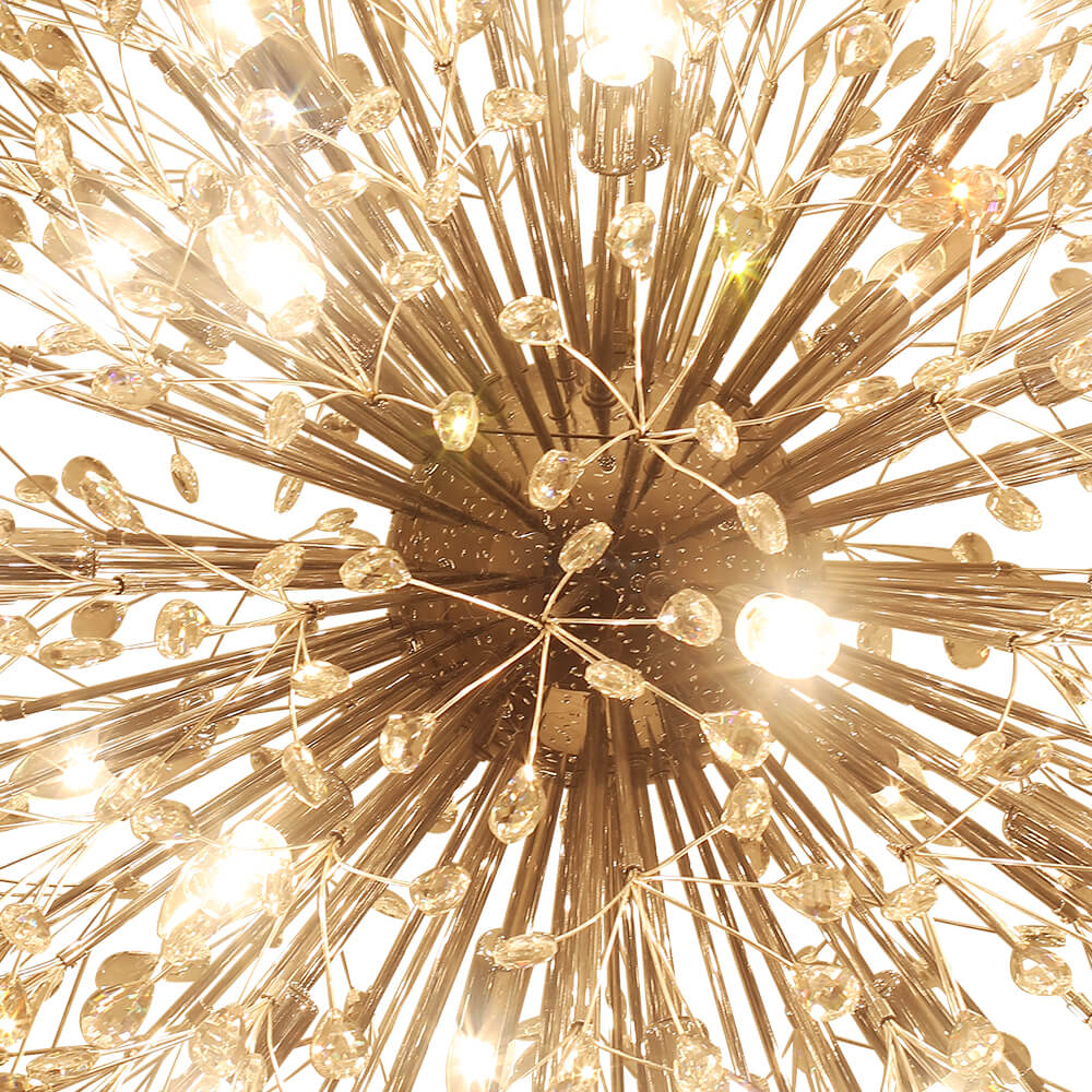 Oversized 20 - Light Blossom Firework Crystal Globe Dandelion Chandelier - LightfixturesUAE
