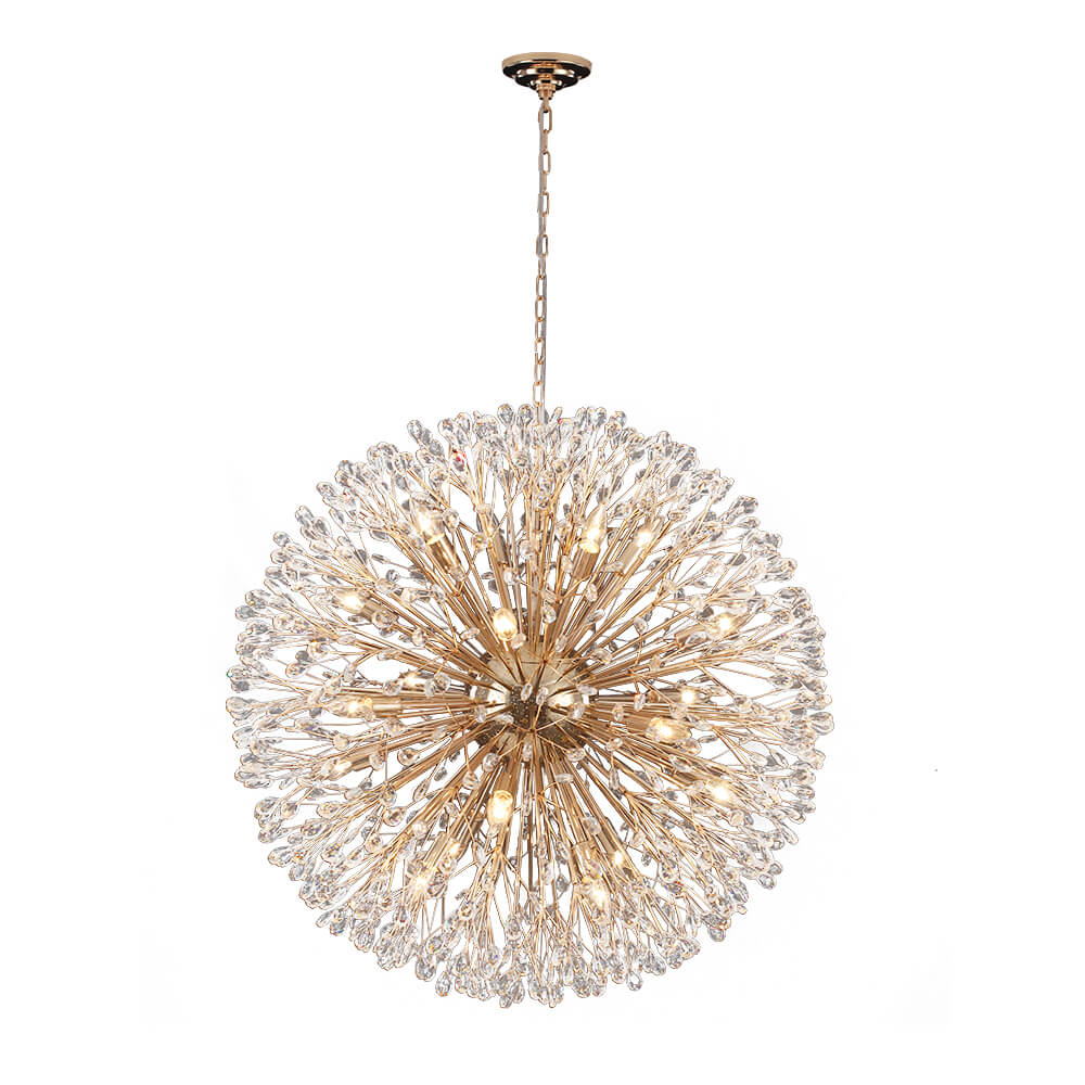 Oversized 20 - Light Blossom Firework Crystal Globe Dandelion Chandelier - LightfixturesUAE