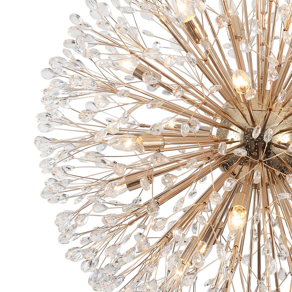 Oversized 20 - Light Blossom Firework Crystal Globe Dandelion Chandelier - LightfixturesUAE