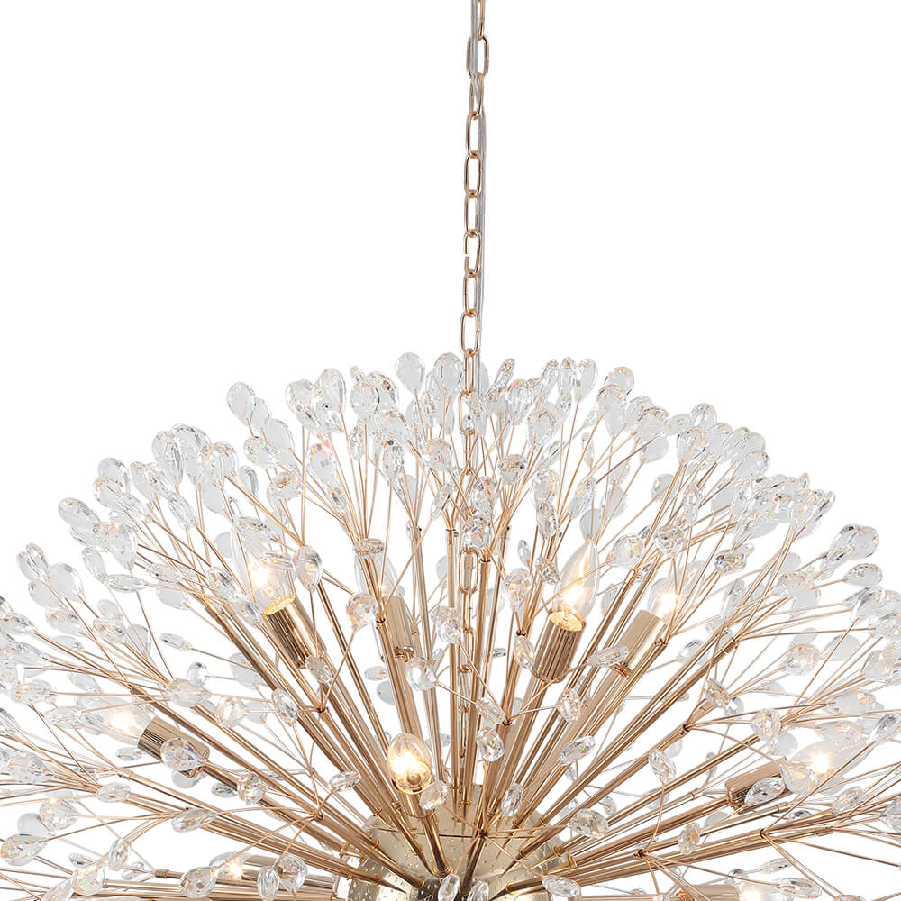 Oversized 20 - Light Blossom Firework Crystal Globe Dandelion Chandelier - LightfixturesUAE