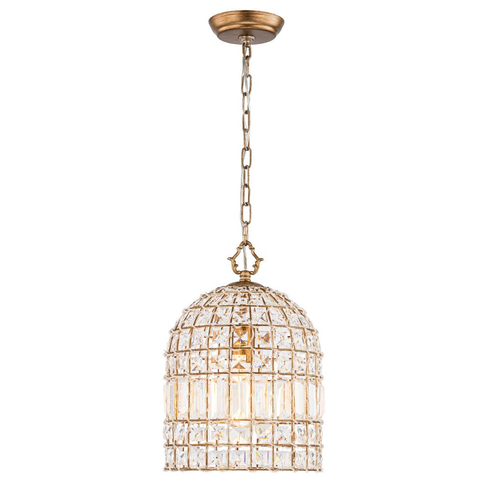 Retro French 1 - Light Bell - Shaped K9 Crystal Metal Pendant Light - LightfixturesUAE