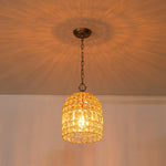Retro French 1 - Light Bell - Shaped K9 Crystal Metal Pendant Light - LightfixturesUAE