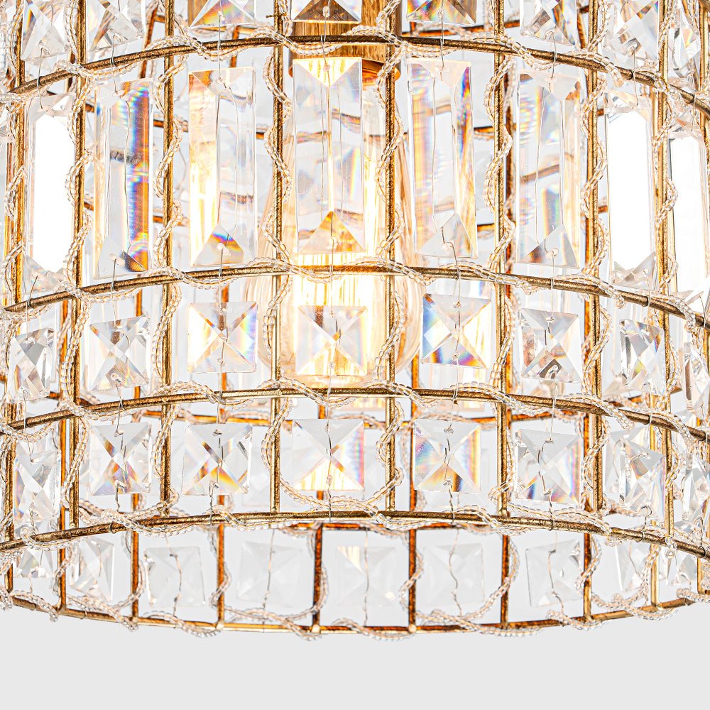 Retro French 1 - Light Bell - Shaped K9 Crystal Metal Pendant Light - LightfixturesUAE