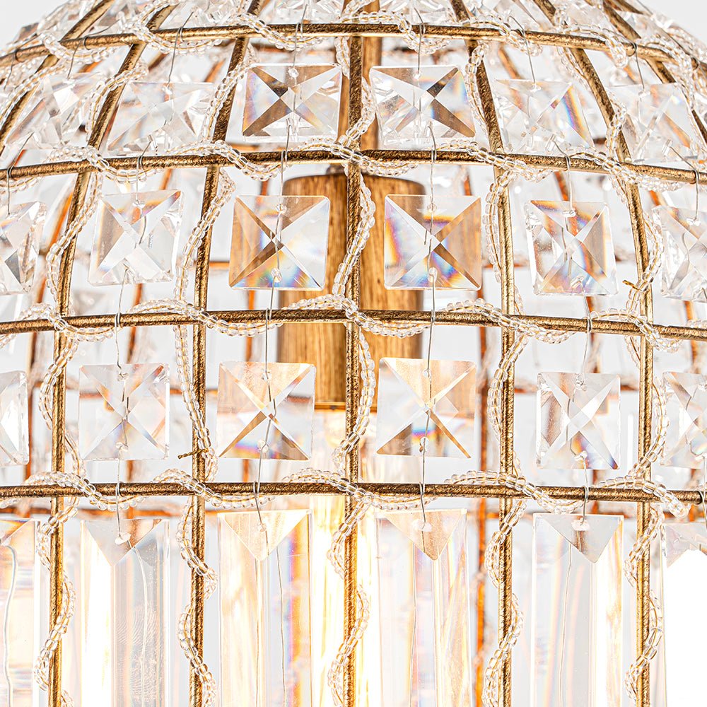 Retro French 1 - Light Bell - Shaped K9 Crystal Metal Pendant Light - LightfixturesUAE