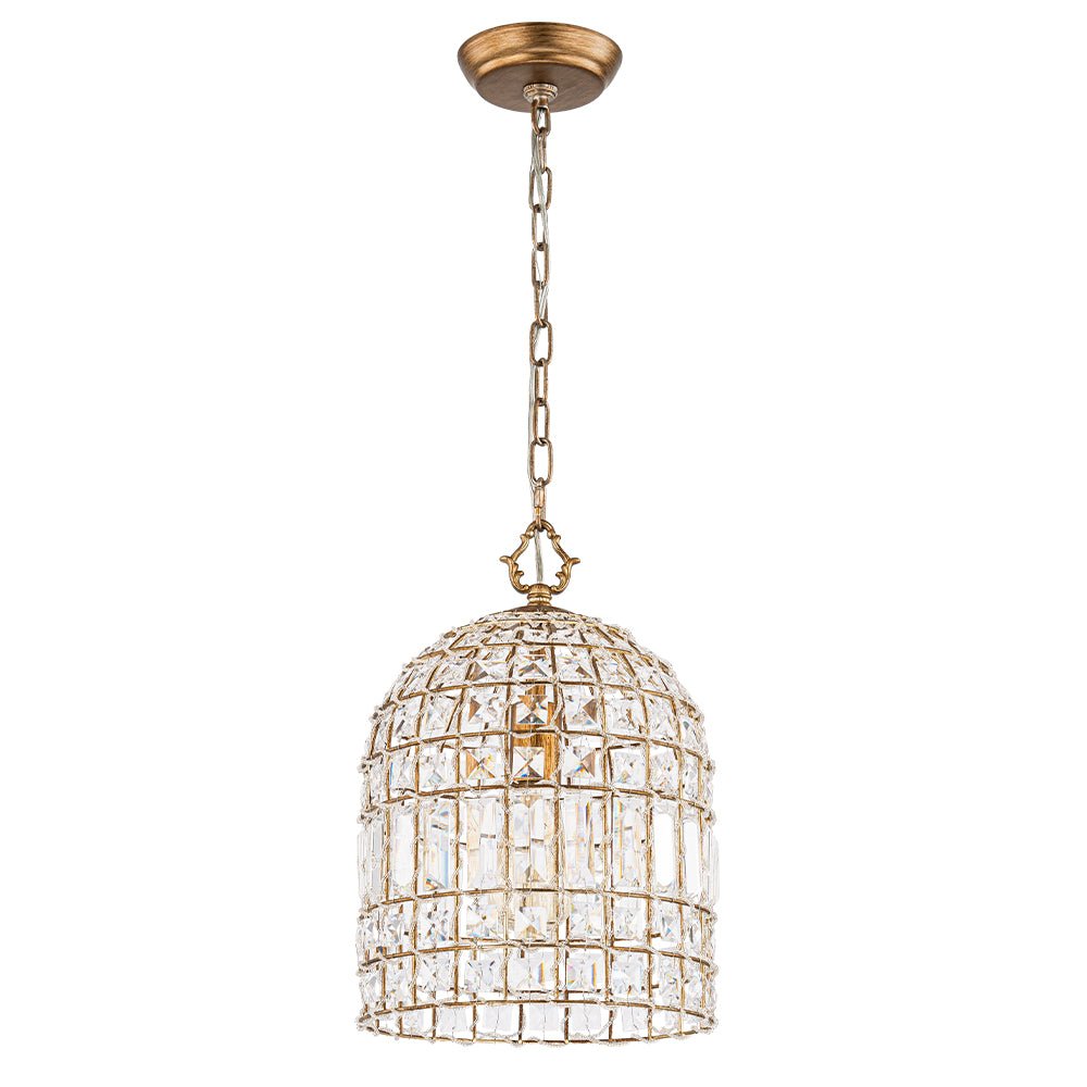Retro French 1 - Light Bell - Shaped K9 Crystal Metal Pendant Light - LightfixturesUAE