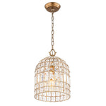 Retro French 1 - Light Bell - Shaped K9 Crystal Metal Pendant Light - LightfixturesUAE