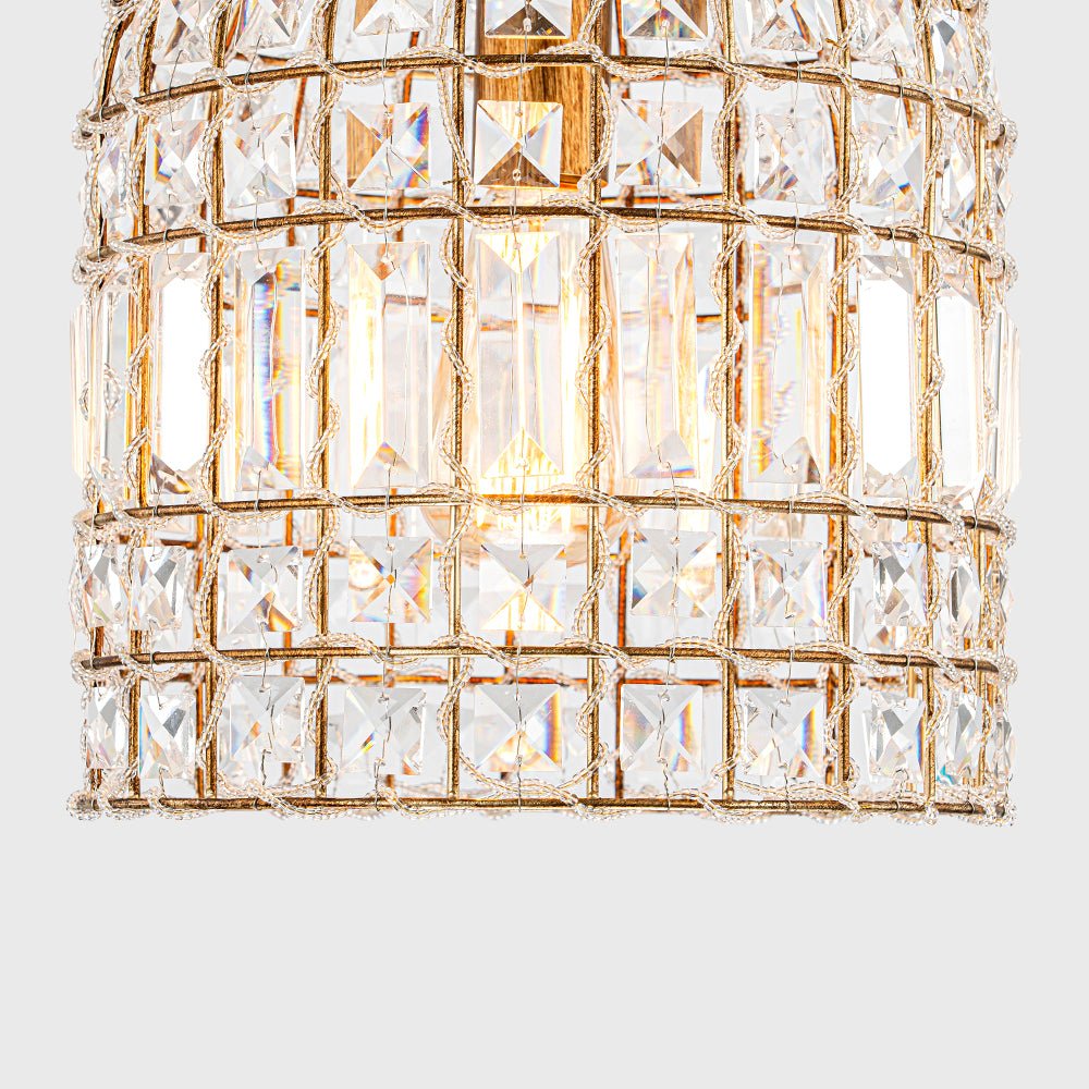Retro French 1 - Light Bell - Shaped K9 Crystal Metal Pendant Light - LightfixturesUAE