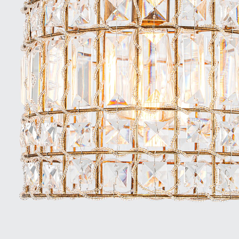 Retro French 1 - Light Bell - Shaped K9 Crystal Metal Pendant Light - LightfixturesUAE