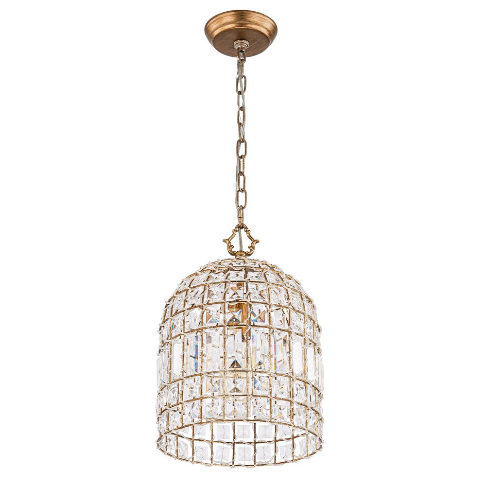 Retro French 1 - Light Bell - Shaped K9 Crystal Metal Pendant Light - LightfixturesUAE