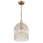 Retro French 1 - Light Bell - Shaped K9 Crystal Metal Pendant Light - LightfixturesUAE