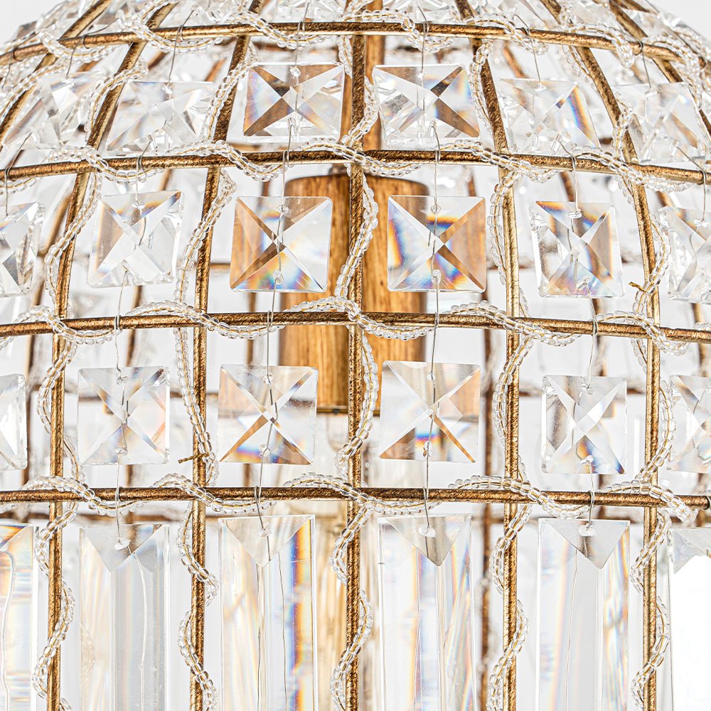 Retro French 1 - Light Bell - Shaped K9 Crystal Metal Pendant Light - LightfixturesUAE