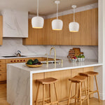 Scandinavian 1 - Light Geometric White Metal Pendant Light - LightfixturesUAE