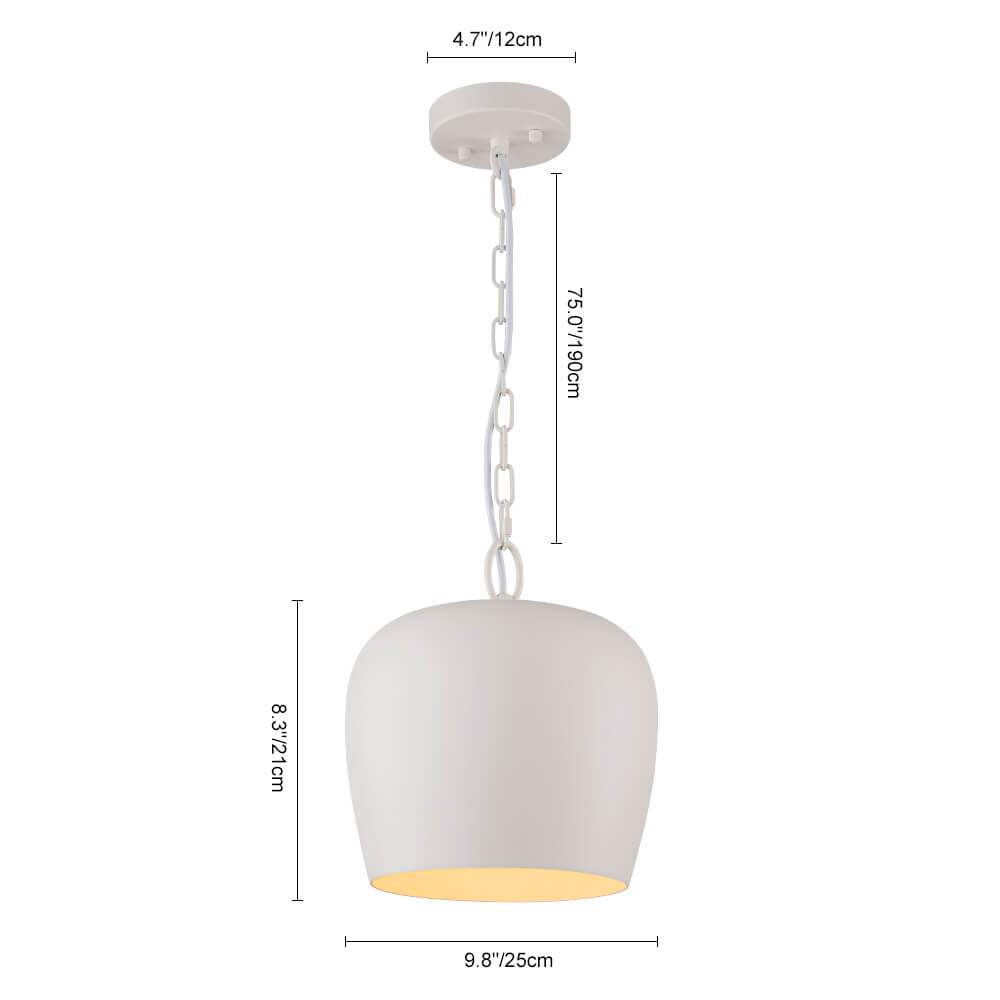 Scandinavian 1 - Light Geometric White Metal Pendant Light - LightfixturesUAE