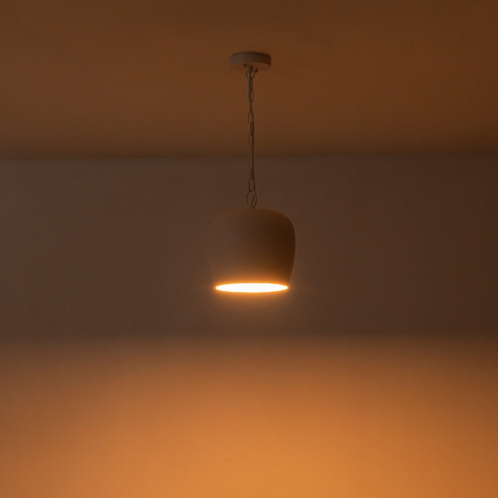 Scandinavian 1 - Light Geometric White Metal Pendant Light - LightfixturesUAE