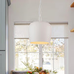 Scandinavian 1 - Light Geometric White Metal Pendant Light - LightfixturesUAE