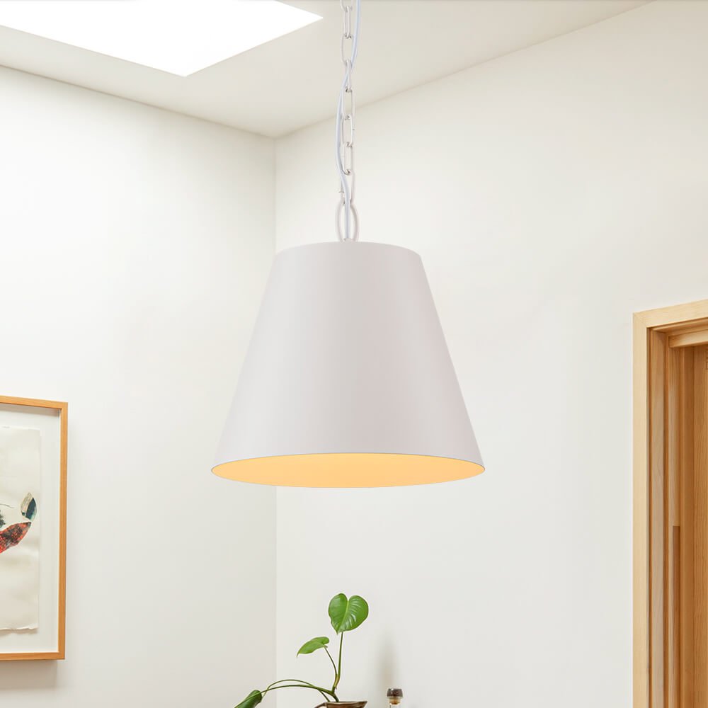Scandinavian 1 - Light Geometric White Metal Pendant Light - LightfixturesUAE