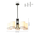 Scandinavian 5 - Light Cylindrical Fabric Metal Chandelier - LightfixturesUAE