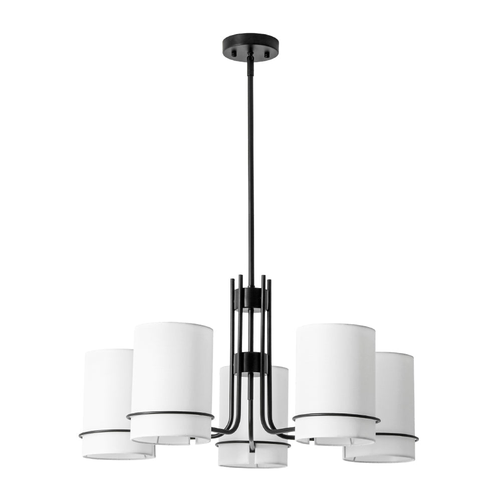 Scandinavian 5 - Light Cylindrical Fabric Metal Chandelier - LightfixturesUAE