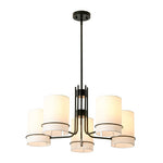 Scandinavian 5 - Light Cylindrical Fabric Metal Chandelier - LightfixturesUAE