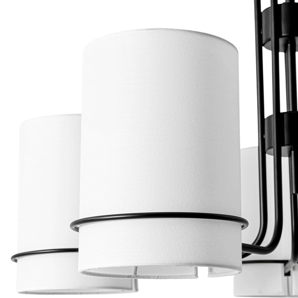 Scandinavian 5 - Light Cylindrical Fabric Metal Chandelier - LightfixturesUAE