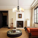 Scandinavian 5 - Light Cylindrical Fabric Metal Chandelier - LightfixturesUAE