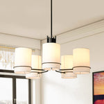 Scandinavian 5 - Light Cylindrical Fabric Metal Chandelier - LightfixturesUAE