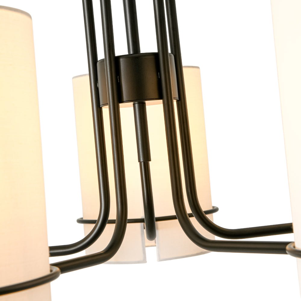 Scandinavian 5 - Light Cylindrical Fabric Metal Chandelier - LightfixturesUAE