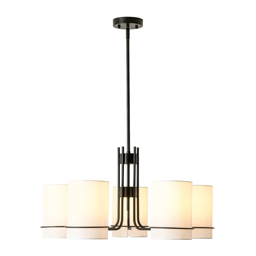 Scandinavian 5 - Light Cylindrical Fabric Metal Chandelier - LightfixturesUAE