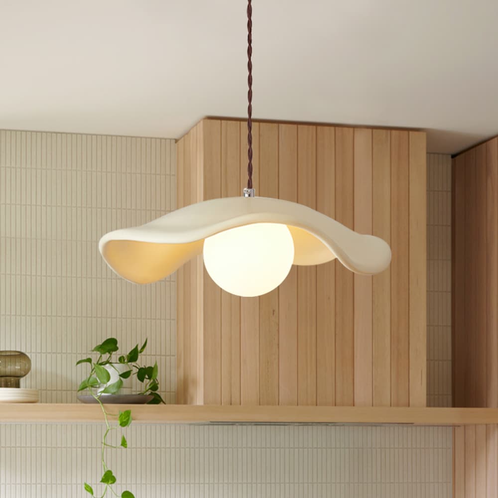Scandinavian Single - Light Lotus Leaf - Shaped Resin Pendant Light - LightfixturesUAE