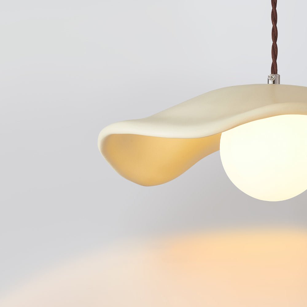Scandinavian Single - Light Lotus Leaf - Shaped Resin Pendant Light - LightfixturesUAE