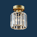 Small Simple Clear Crystal Shade Cylinder Ceiling Light - LightfixturesUAE